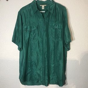 New York Studio Silk Top Green Medium